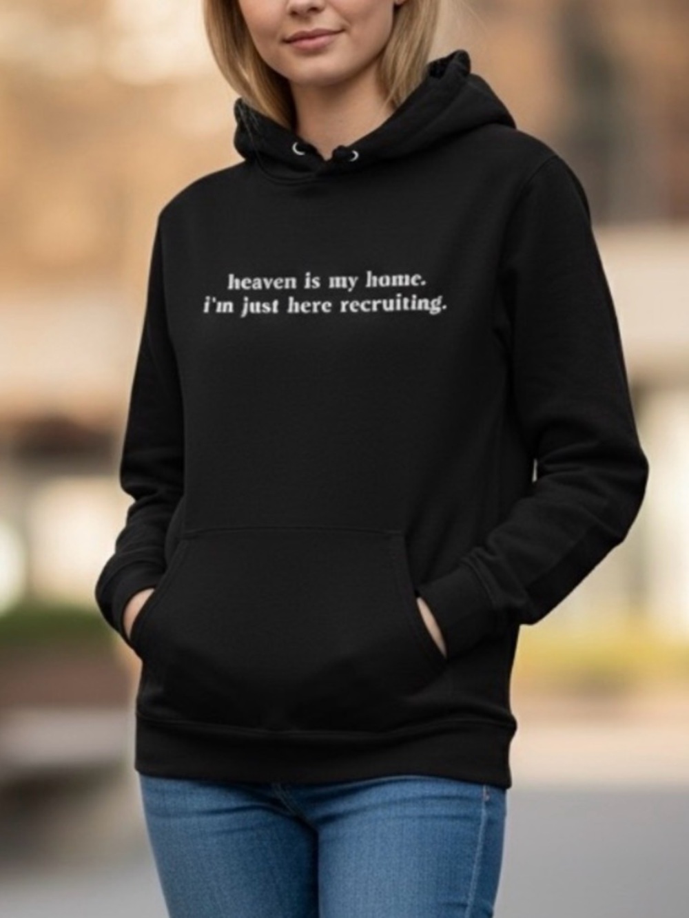 NEW• HEAVEN IS MY HOME HOODED SWEATSHIRT BLACK & WHITE• XL